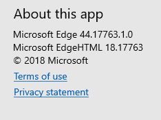 Microsoft Edge Version info
