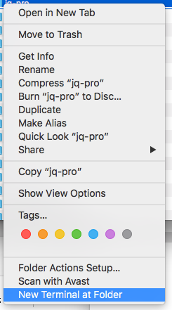 Mac OS - open folder in terminal