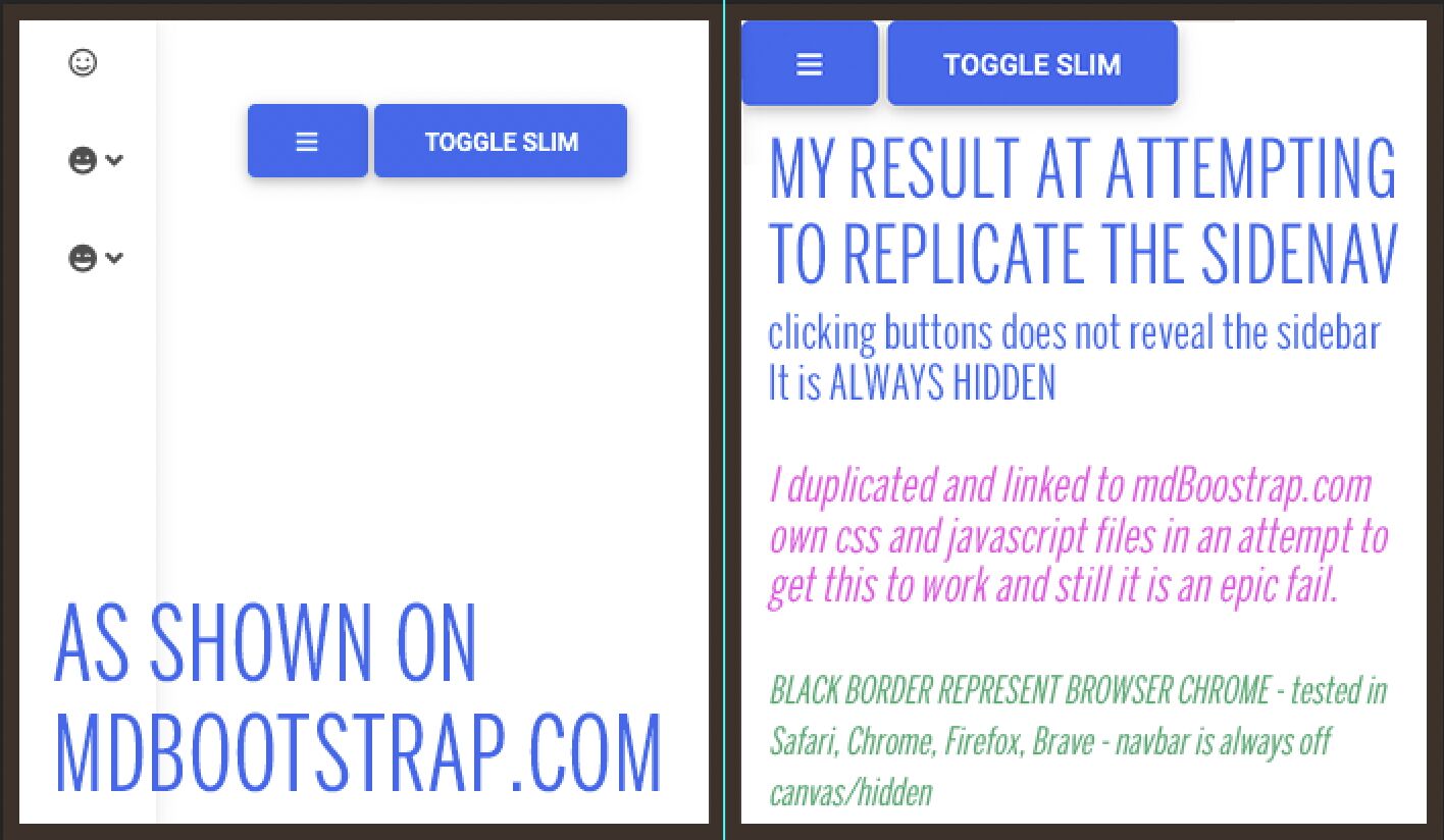 dual screen comparison of objective and result - colored text is notations, not HTML rendered text