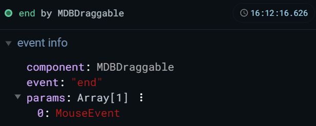 MDBDraggable component event