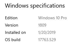 Windows 10 version info
