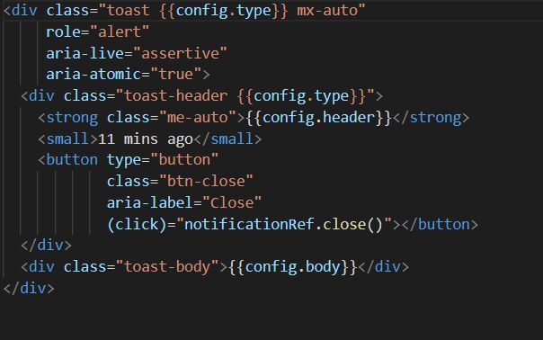 ToastComponent HTML