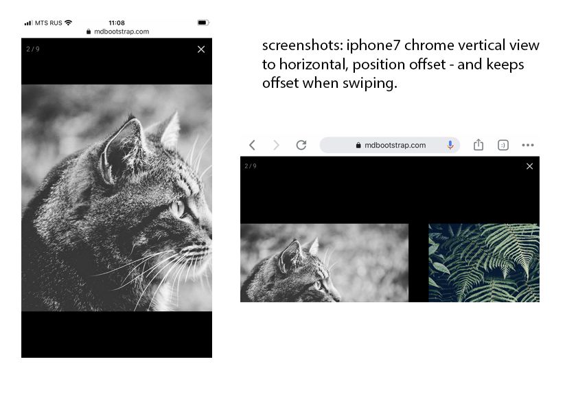 screenshots: vertical orientation to horizontal on iphone 7 chrome